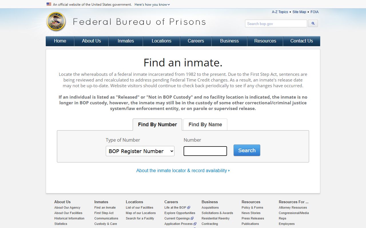 Andrew County jail mugshots federal BOP inmate locator without booking photos